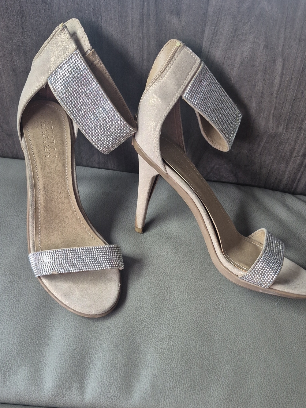 Kenneth Cole High-Heel Sandals with Rhinestone Ankle Straps